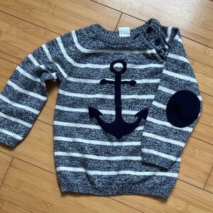 H&M Kids Navy and White Striped Anchor Sweater